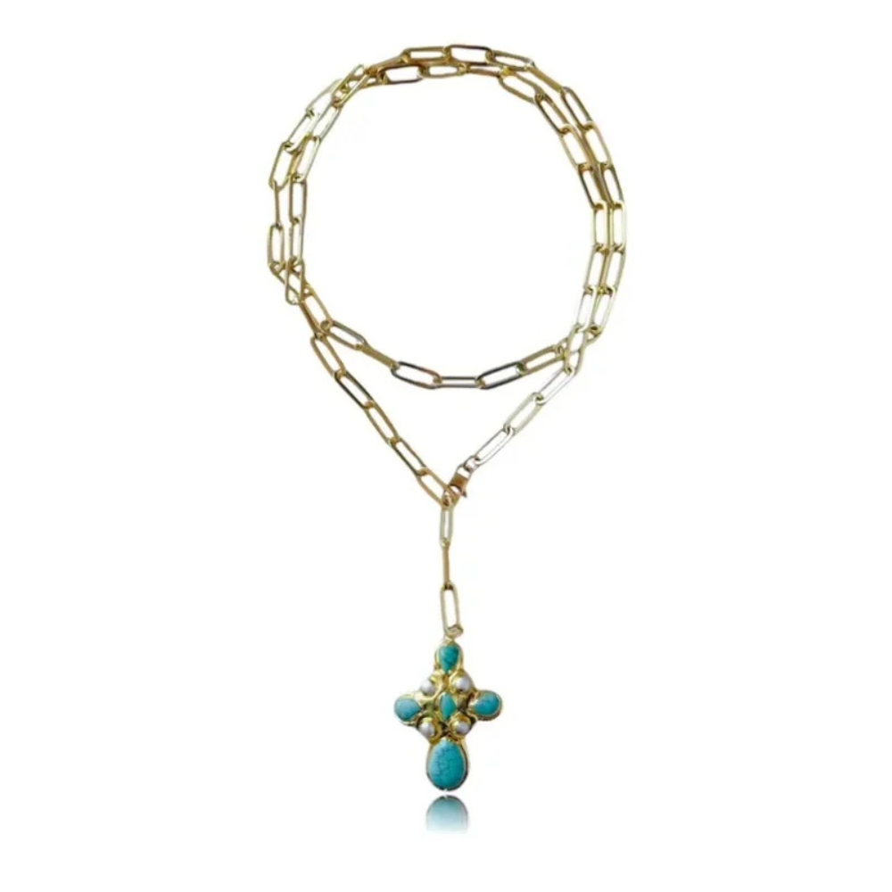 Collier bleu avec un ton bleu turquoise