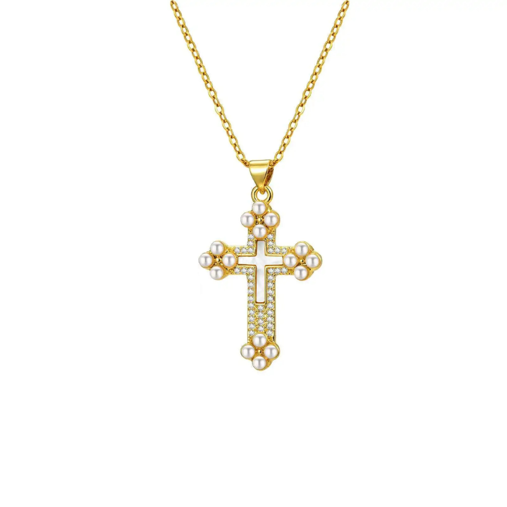 Collier en croix pour femme avec pendentif épais en forme de croix
