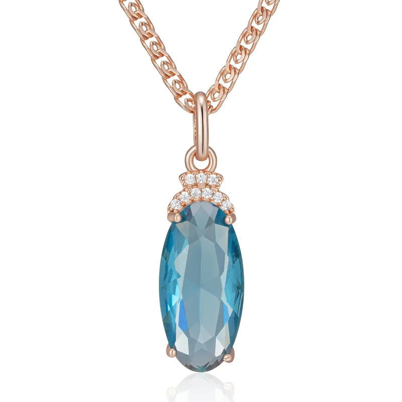 Collier bleu avec pendentif en forme de goutte bleue transparente