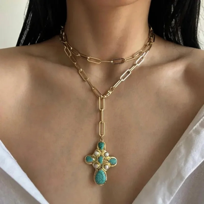 Collier bleu | modèle #CROSSFEN Colliane