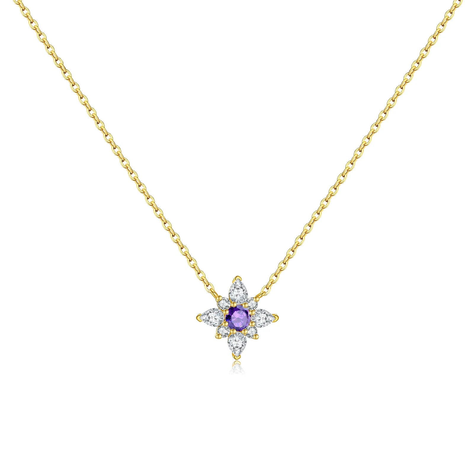 Collier bleu avec un rappel violet et une chaîne dorée