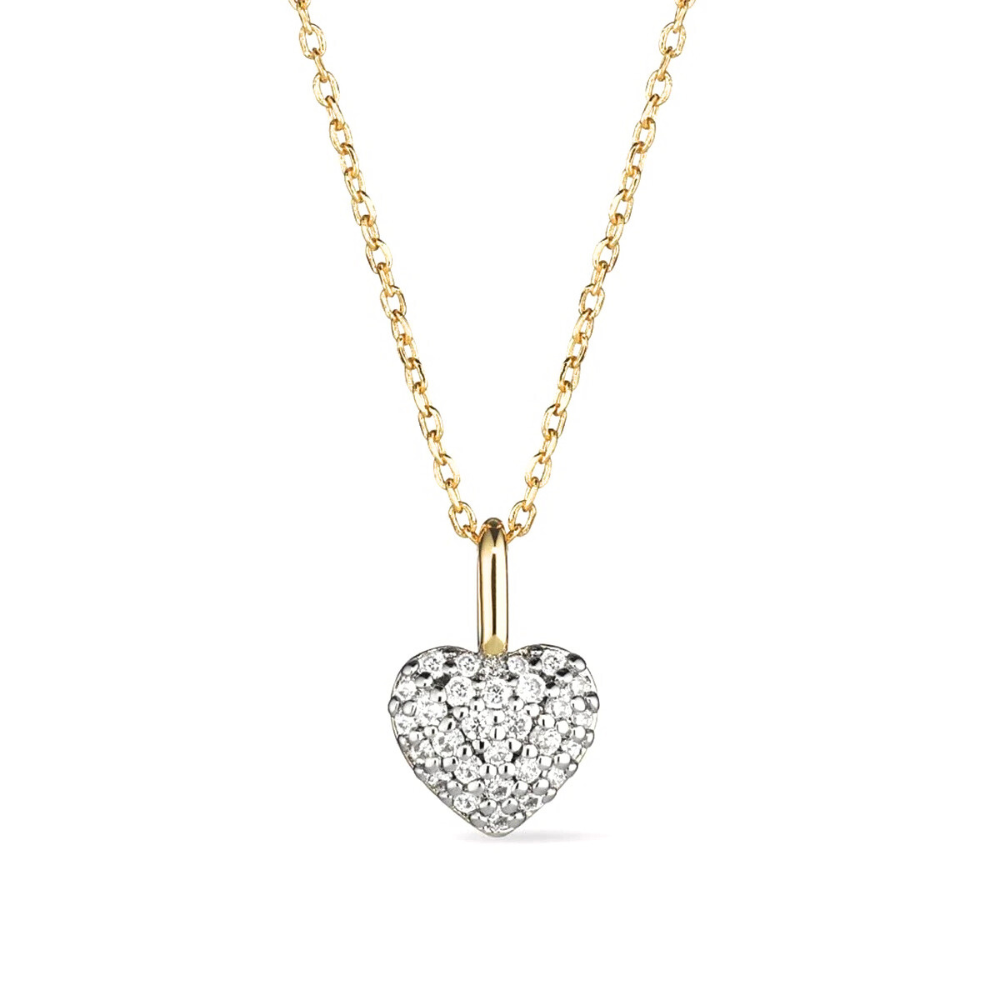 Collier cœur avec une chaîne dorée et un cœur argenté 