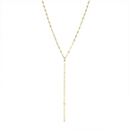 Collier en y de couleur dorée avec un design très minimaliste 