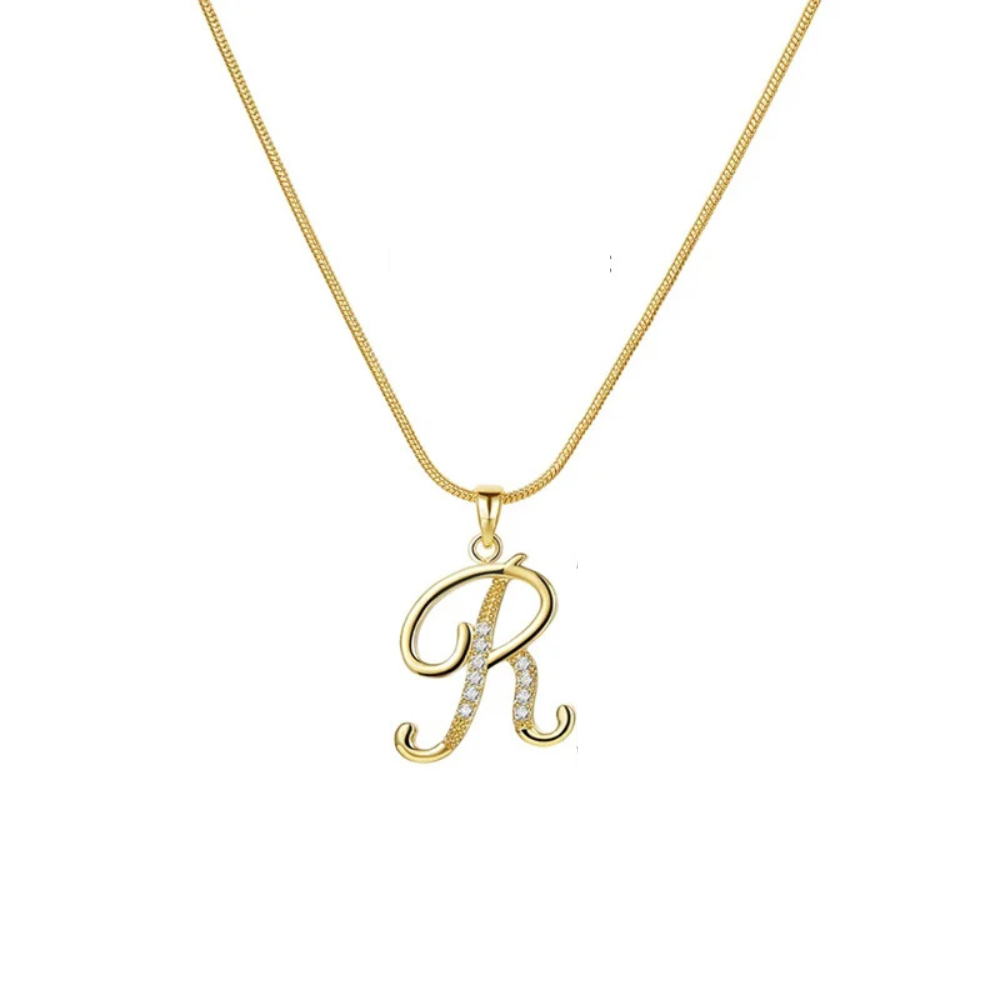 Collier lettre avec pendentif en forme de lettre en italique 