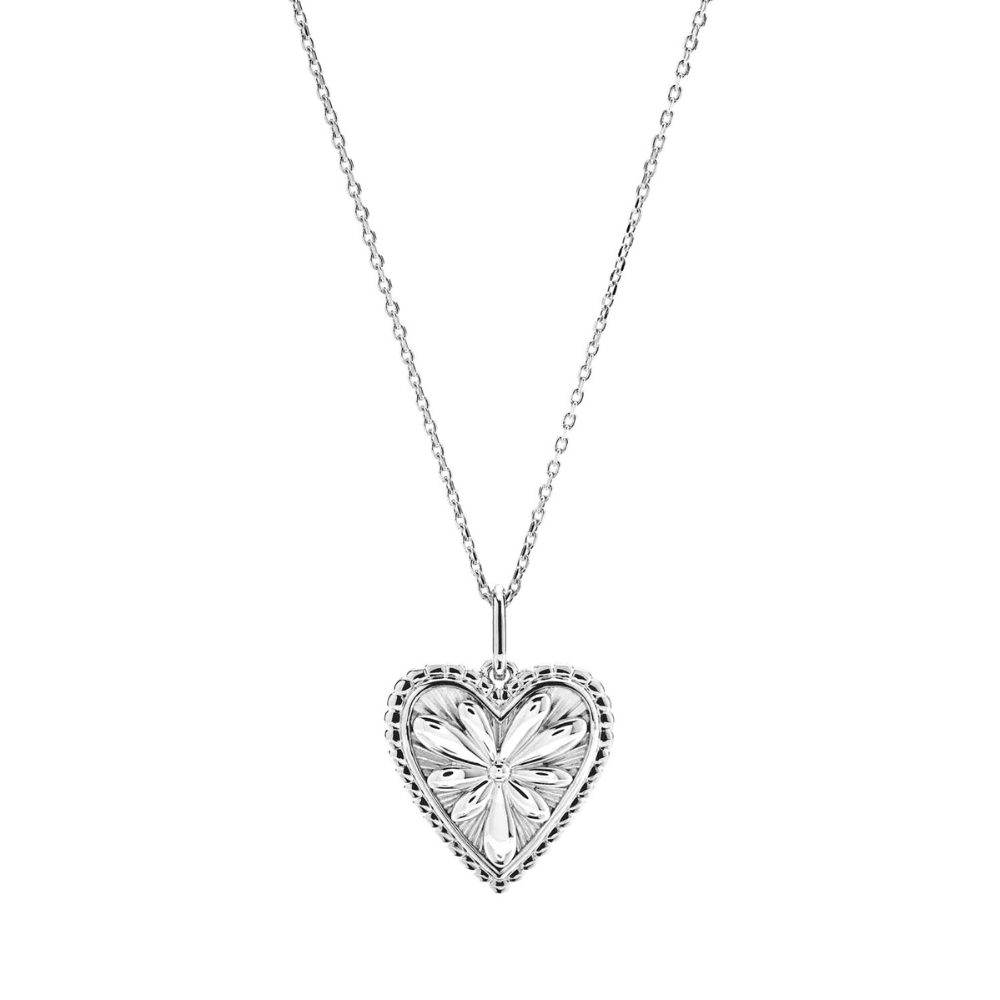 Collier cœur gris avec fine chaîne