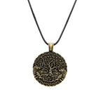Collier arbre de vie de couleur noire avec pendentif circulaire 