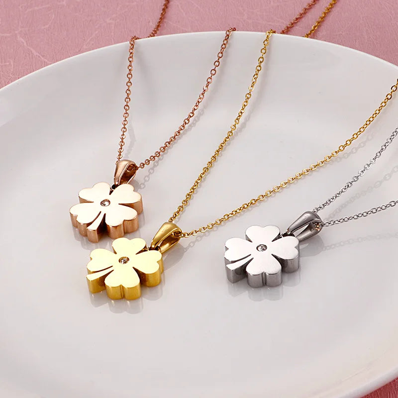 Collier acier inoxydable femme | modèle #TREFLE