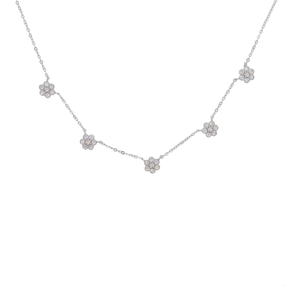 Collier fleur très court avec plusieurs motifs de fleur