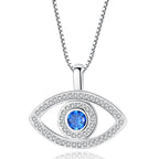 Collier œil avec pendentif argenté et bleu 