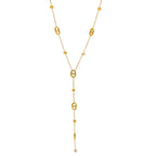Collier en y avec des anneaux dorés 