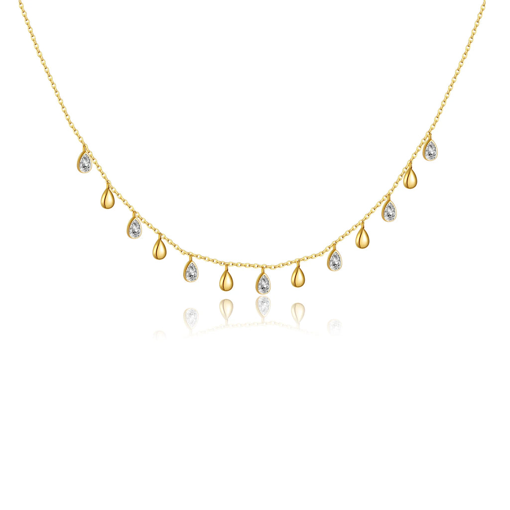 Collier ras de cou avec pendentifs en forme de fines gouttes 