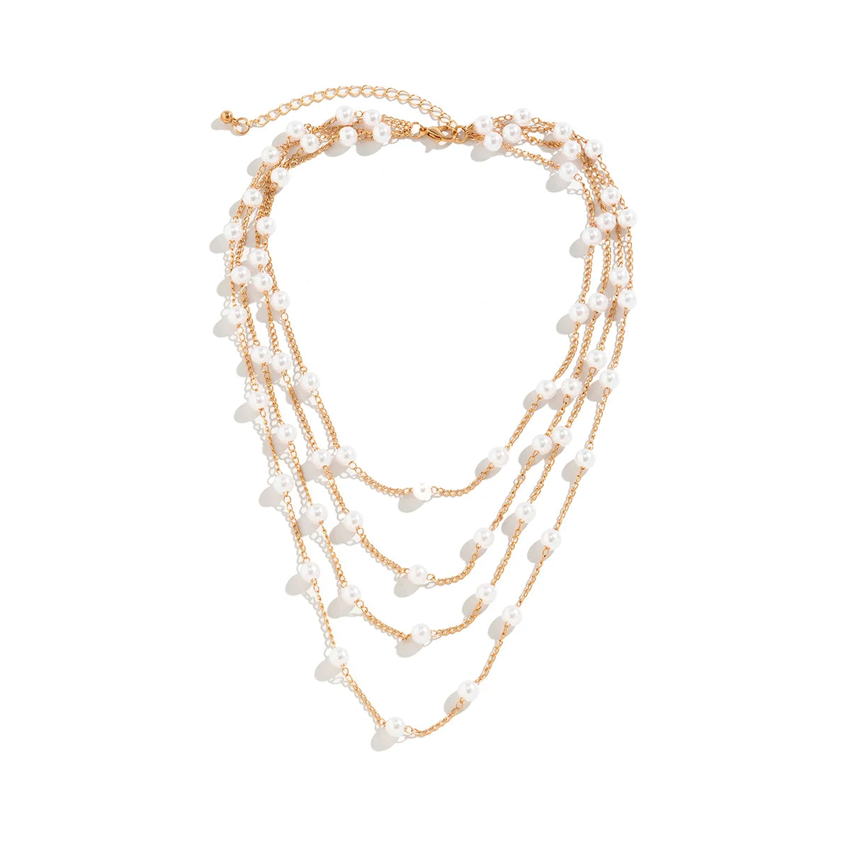 Collier multi rang de couleur blanche et dorée 