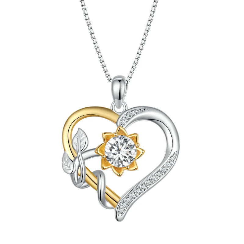 Collier fleur avec pendentif à la fois doré et argenté 