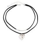 Collier cœur de couleur noire à deux rangs 