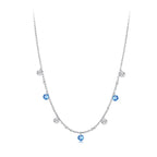 Collier bleu avec boules argentées et bleues 