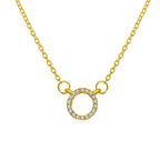 Collier fin avec pendentif en forme d’anneau de couleur dorée et argentée 