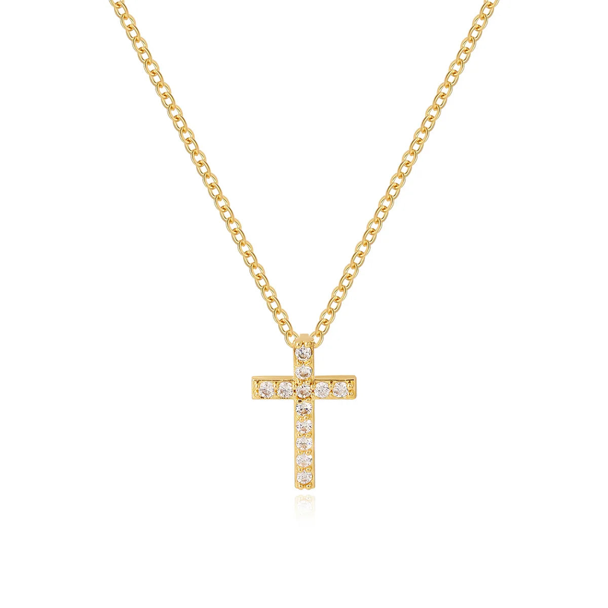 Collier en croix pour femme avec une chaîne dorée et un pendentif de couleur dorée et blanche