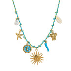 Collier breloque de couleur bleue turquoise 