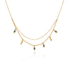 Collier acier inoxydable de couleur dorée avec deux rangs