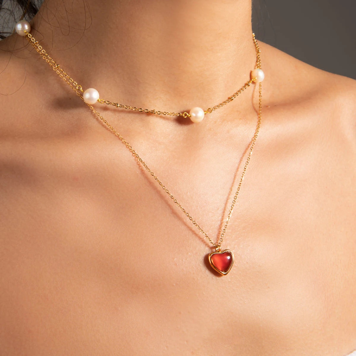 Collier rouge femme | modèle #AMOR Colliane