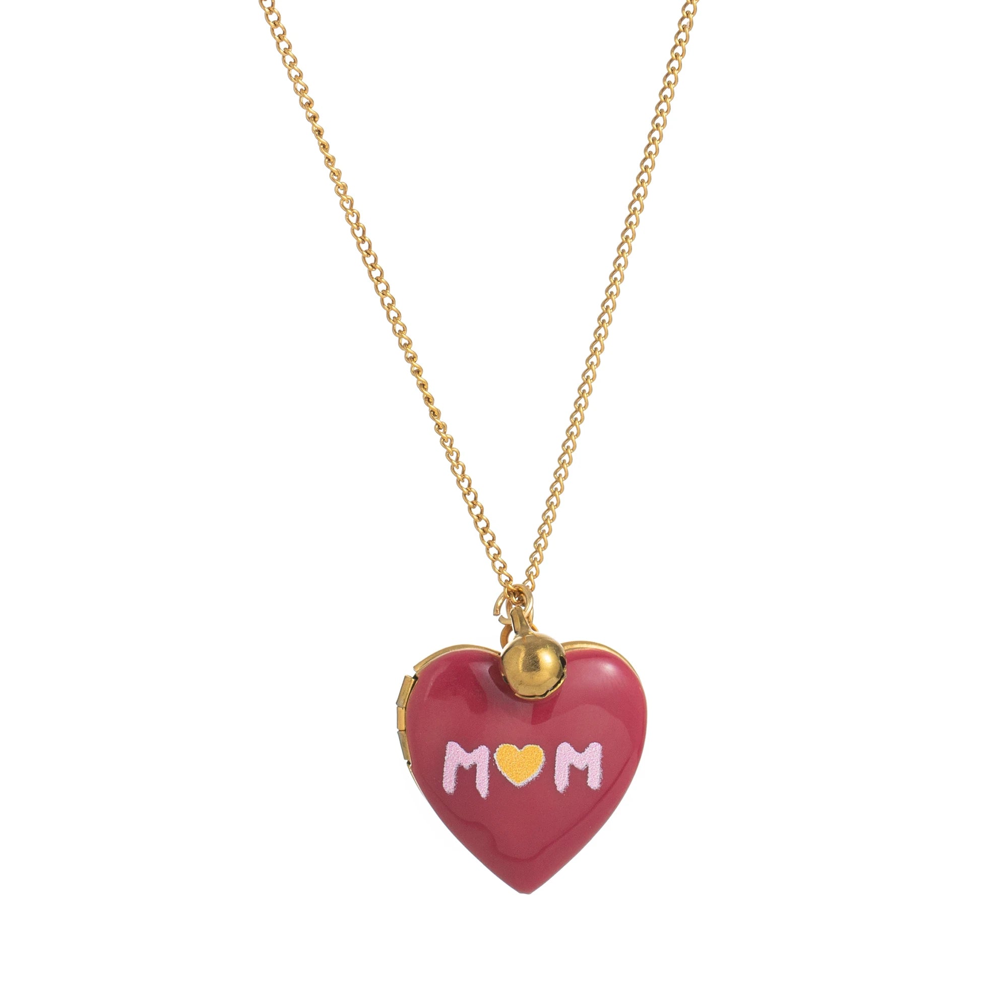 Collier cœur avec une chaîne fine et un pendentif rouge intense 