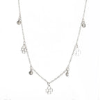 Collier fleur avec pendentif argenté en forme de trèfle 