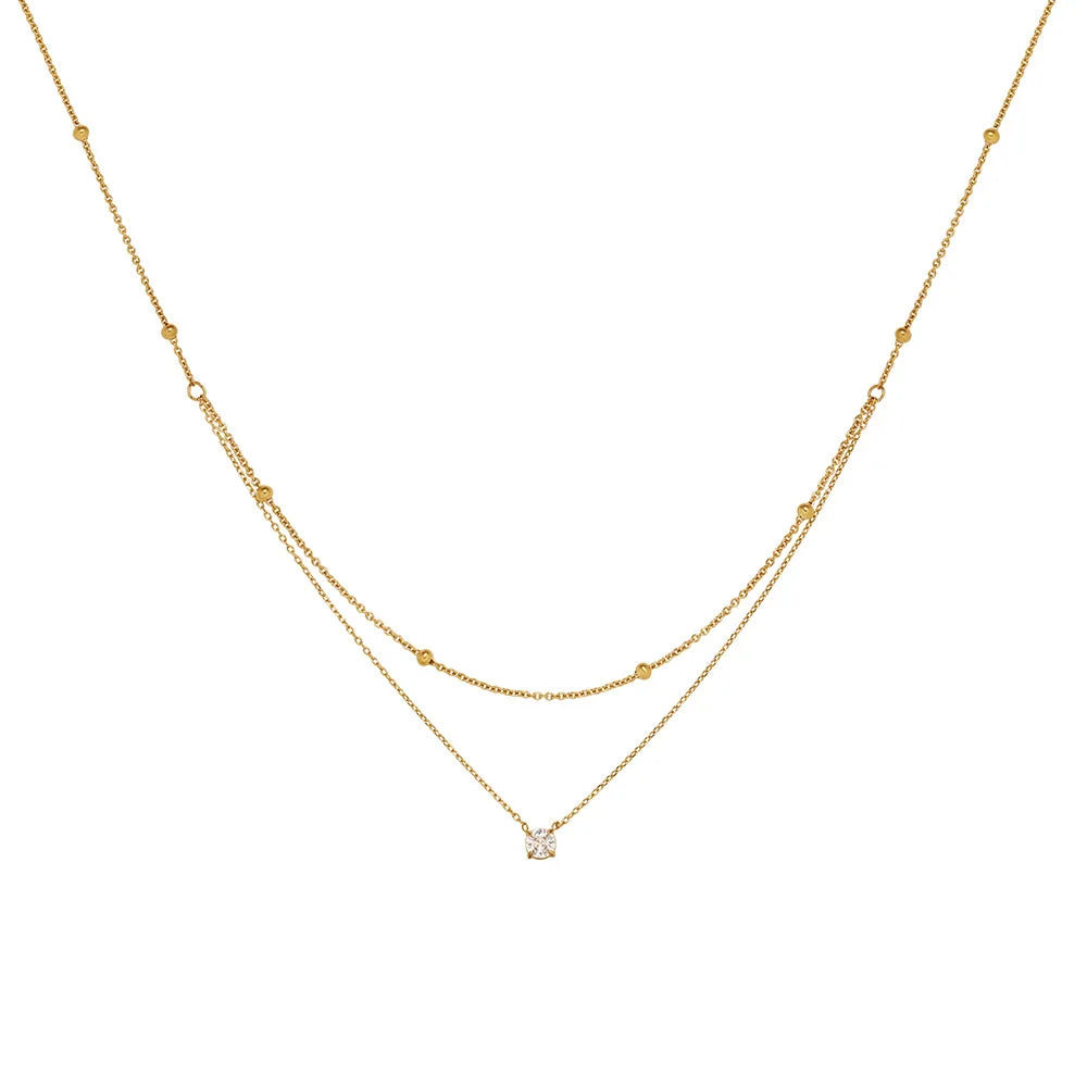 Collier acier inoxydable à deux rangs 
