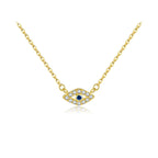 Collier œil de couleur dorée et bleue 
