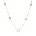 Collier fleur avec une chaîne dorée et pendentif blanc et doré 