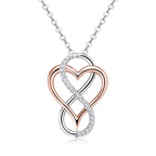 Collier infini avec pendentif en forme de cœur et symbole infini 