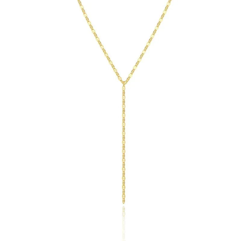 Collier en y de couleur dorée avec une touche très élégante et raffinée 