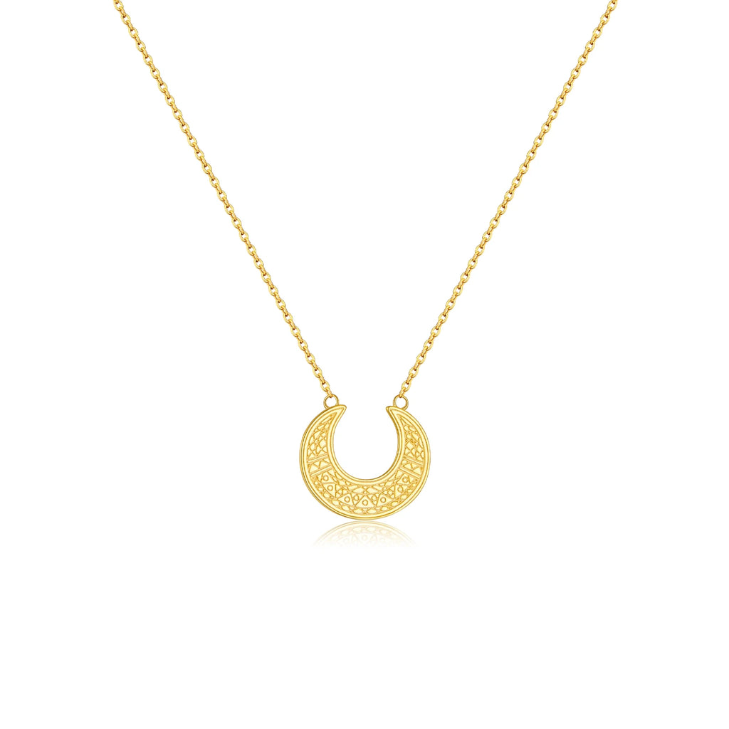 Collier fin avec pendentif en forme de croissant de lune 