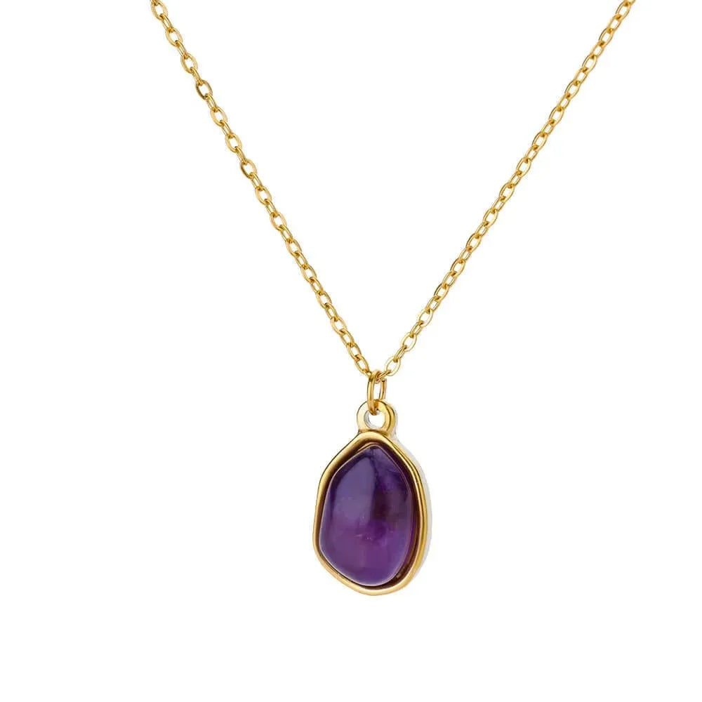 Collier acier inoxydable avec pendentif violet 