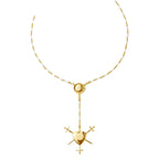 Collier en croix pour femme avec pendentif en forme de cœur doré 