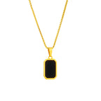 Collier noir avec pendentif en forme de rectangle noir 