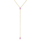 Collier en y très fin avec un pendentif petit de couleur rose 