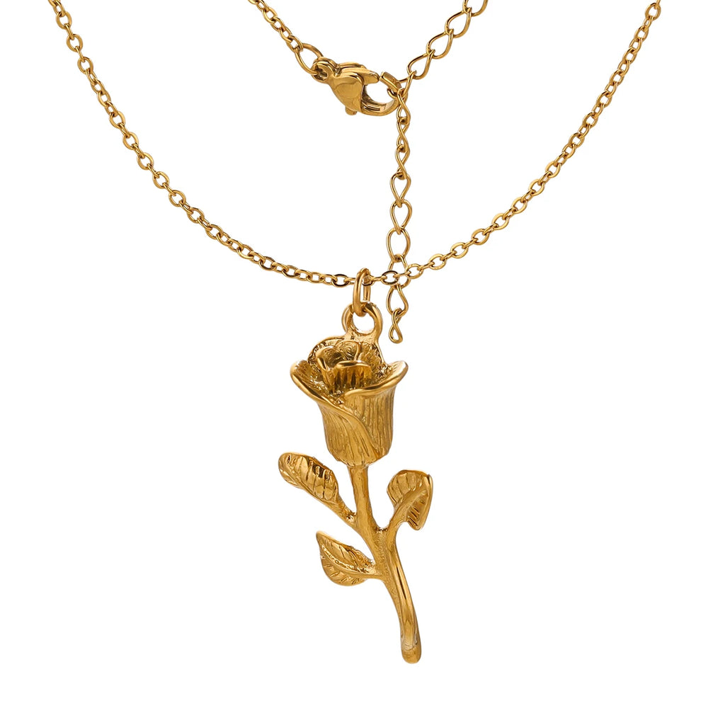 Collier fin avec pendentif en forme de tulipe 