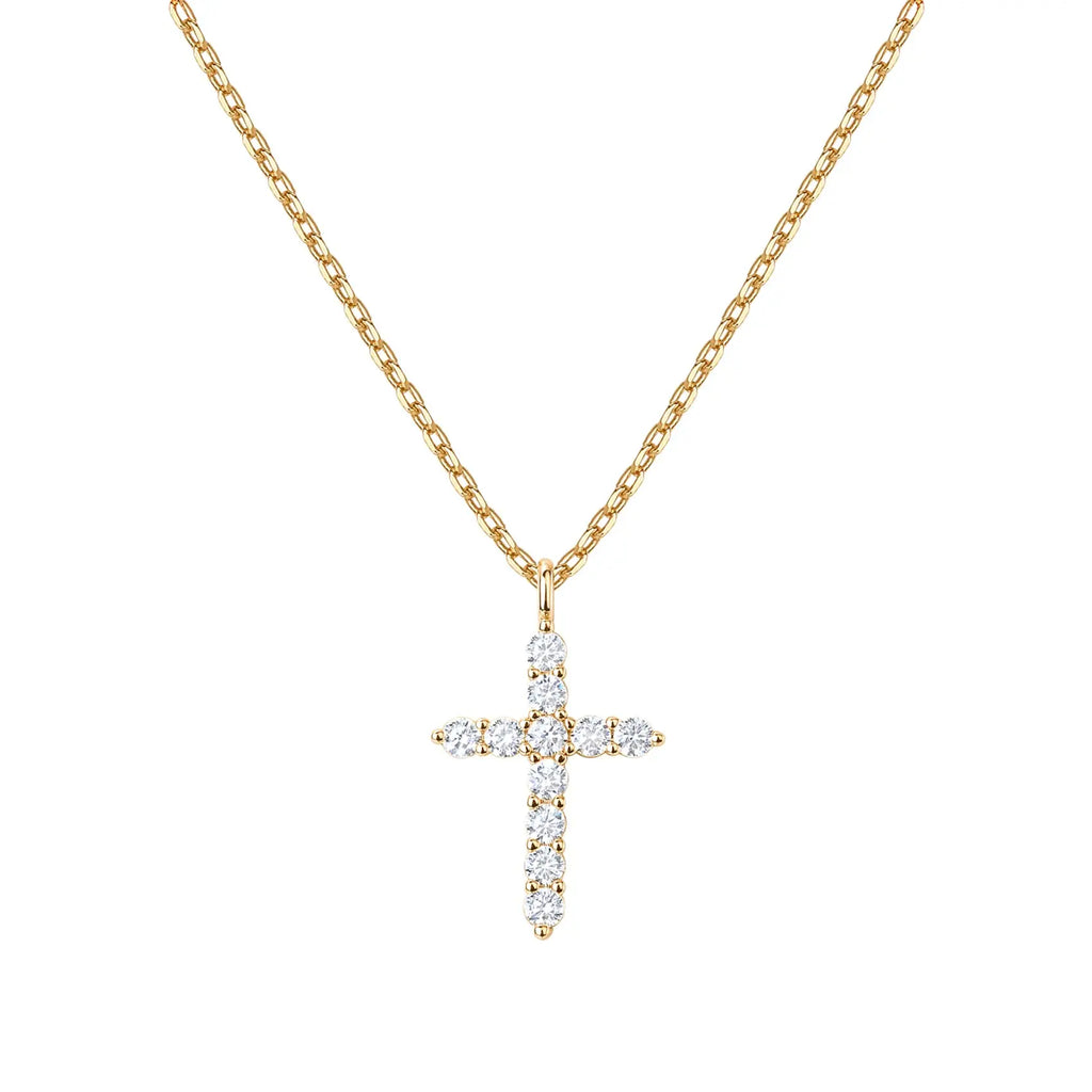 Collier en croix pour femme avec un pendentif blanc 