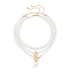 Collier multi rang de couleur blanche et jaune 