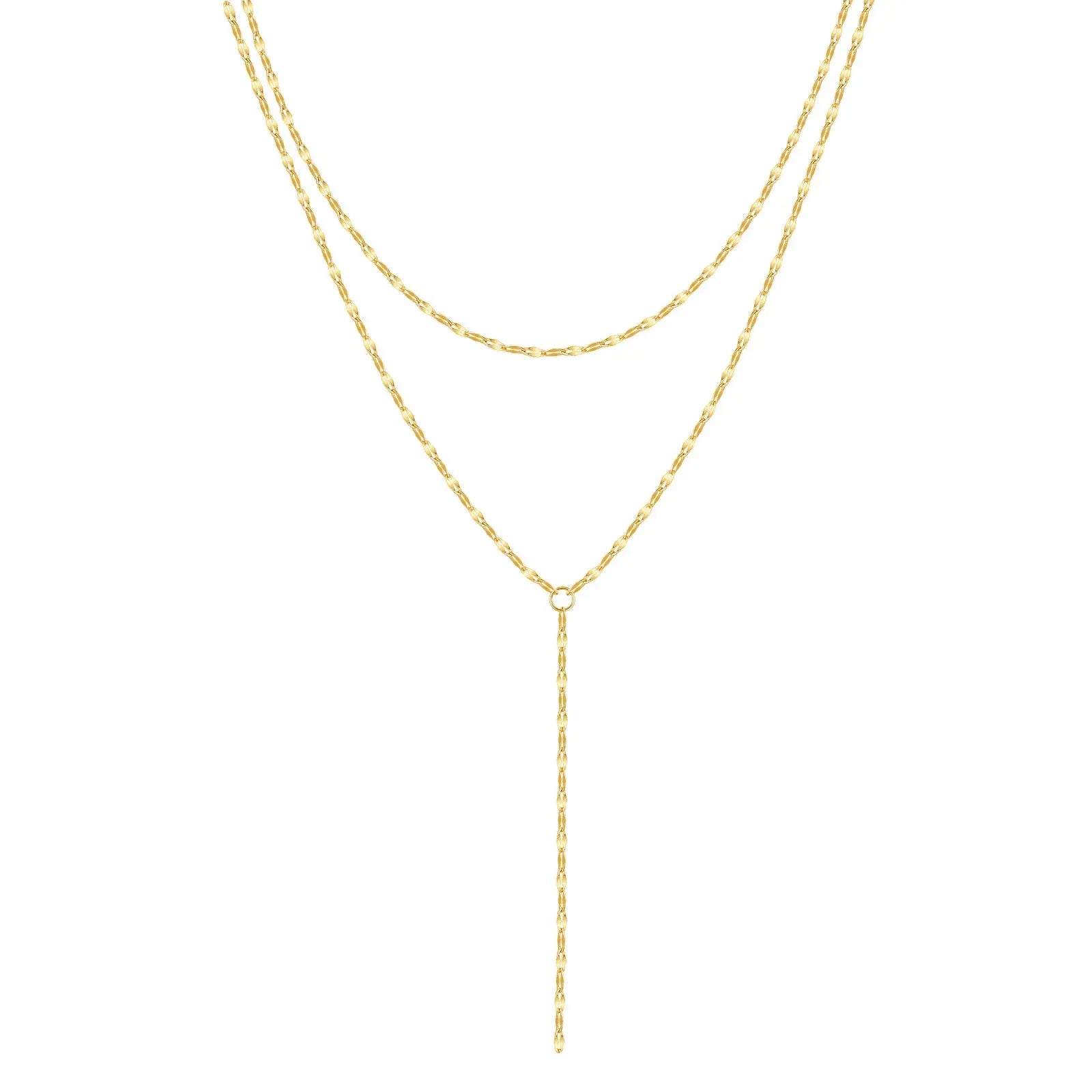 Collier en y doré à deux rangs et très fin 