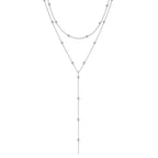 Collier en y argenté avec deux rangs 