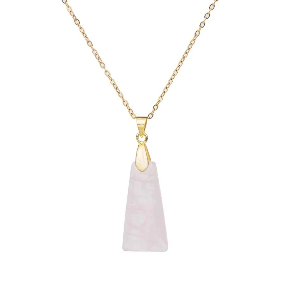 Collier acier inoxydable avec pendentif ressemblant à une pierre blanche 